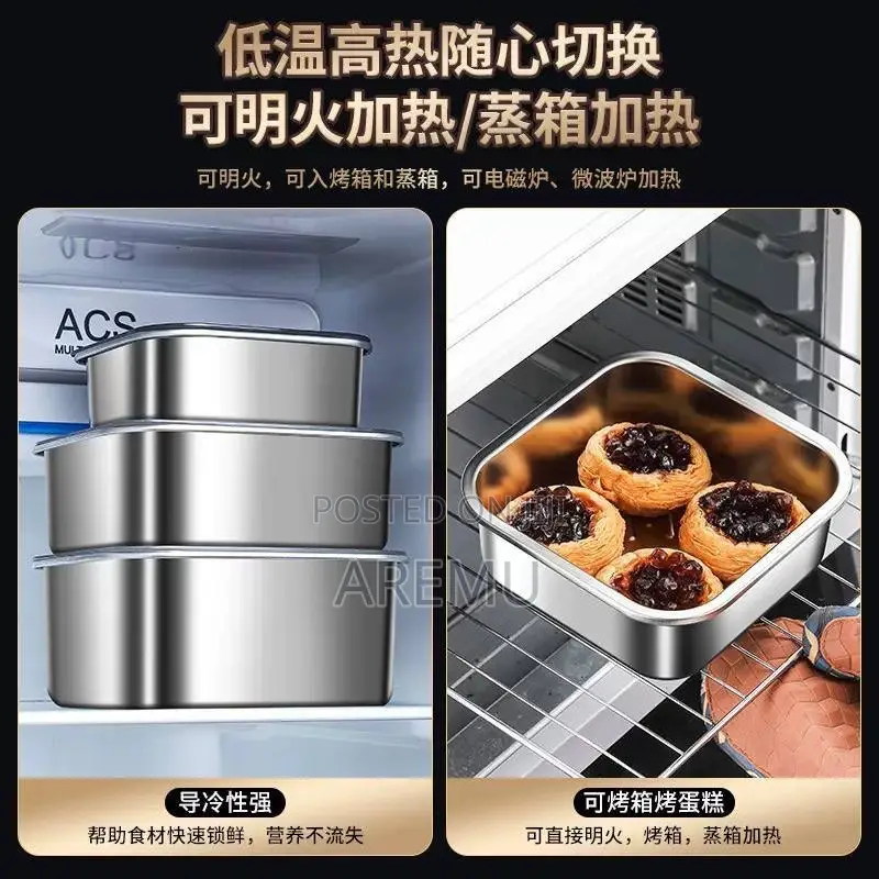 4pcs Stainless Steel Food BoxSize: 3000ml,2300ml,1600ml,1200ml