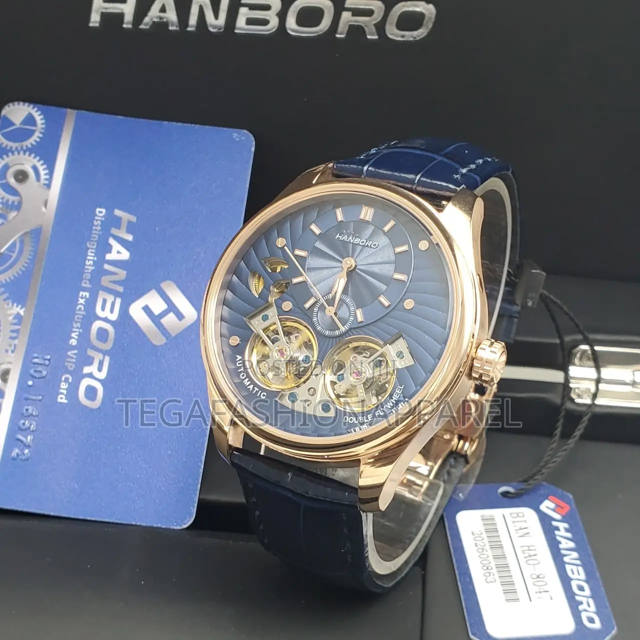 Hanboro Double Balance Flywheel Mechanical Genuine Leather Watch