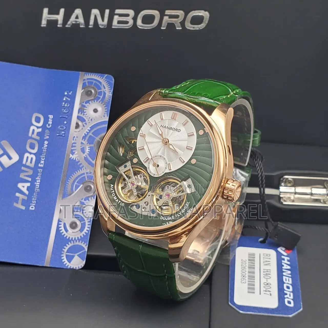 Hanboro Double Balance Flywheel Mechanical Genuine Leather Watch
