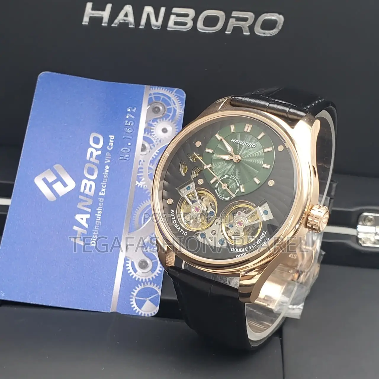 Hanboro Double Balance Flywheel Mechanical Genuine Leather Watch