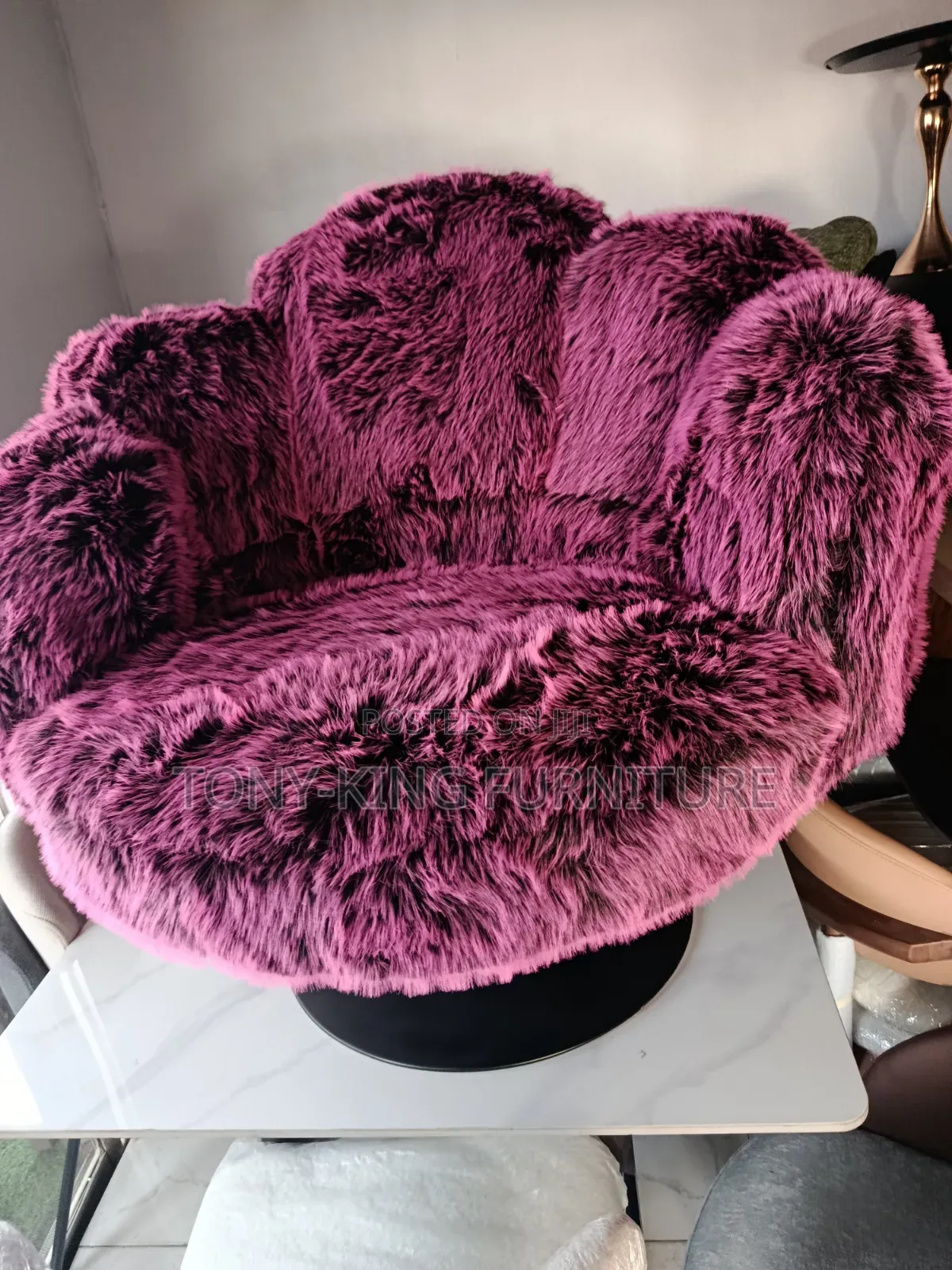 Modern Faux Fur Swivel Luxury Chair