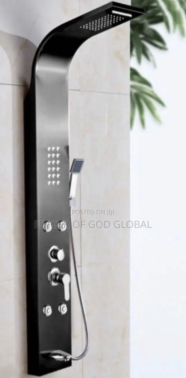 Luxury Black Stainless Steel Shower Panel With Rainfall Shower He