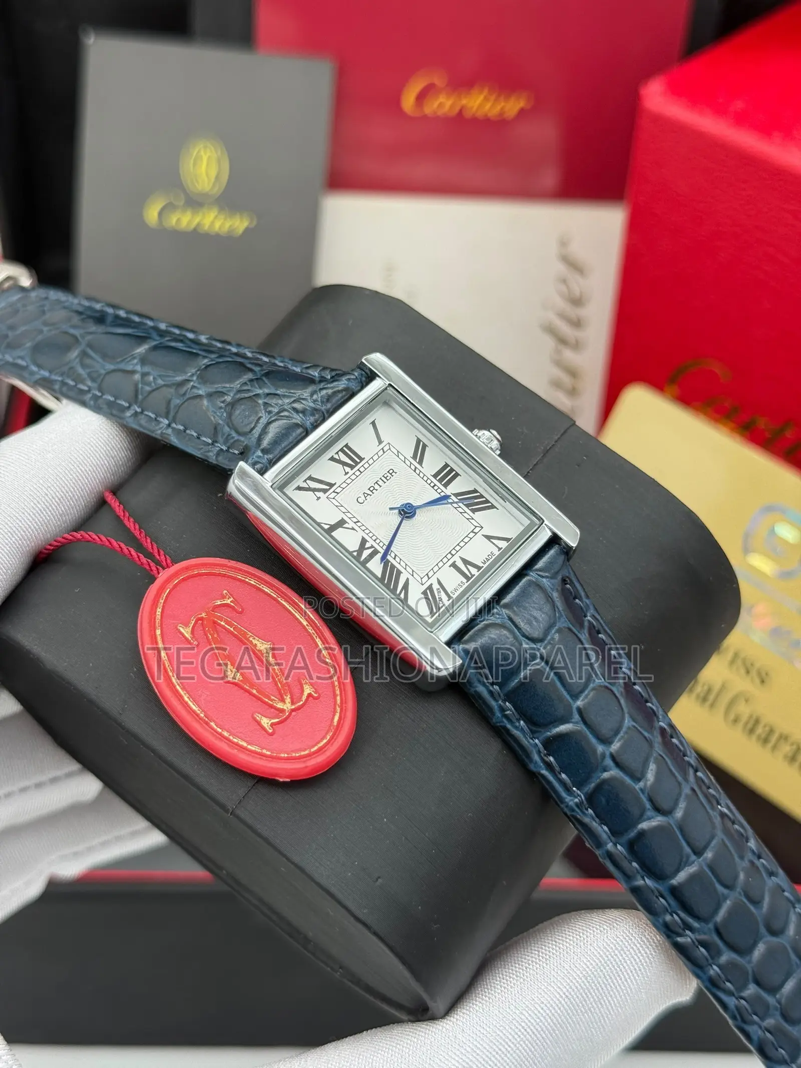 Cartier Tank-Style Genuine Leather Strap Watch