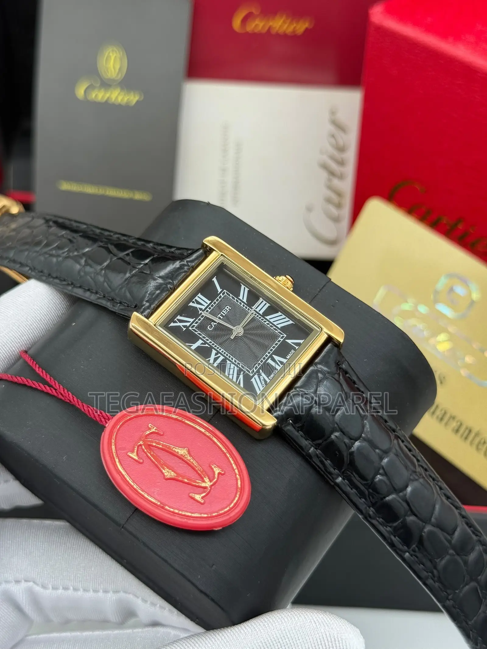 Cartier Tank-Style Genuine Leather Strap Watch
