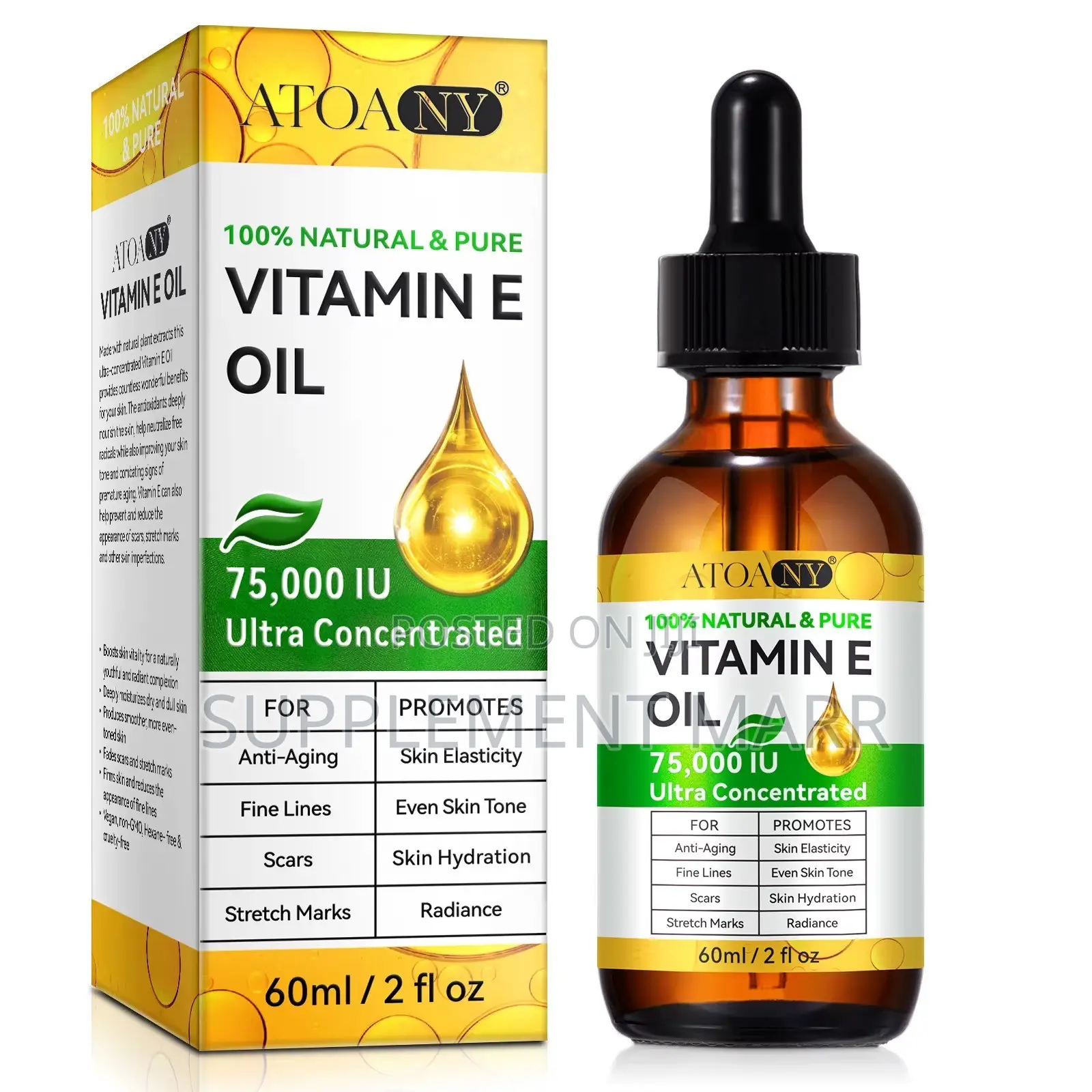 100% Natural & Pure Vitamin E Oil 75,000 lU Ultra Concentrated
