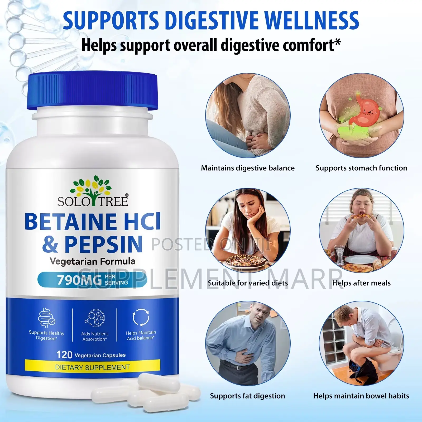 Betaine HCI & Pepsin Capsules – Vegetarian Formula – 790MG PER SERVING
