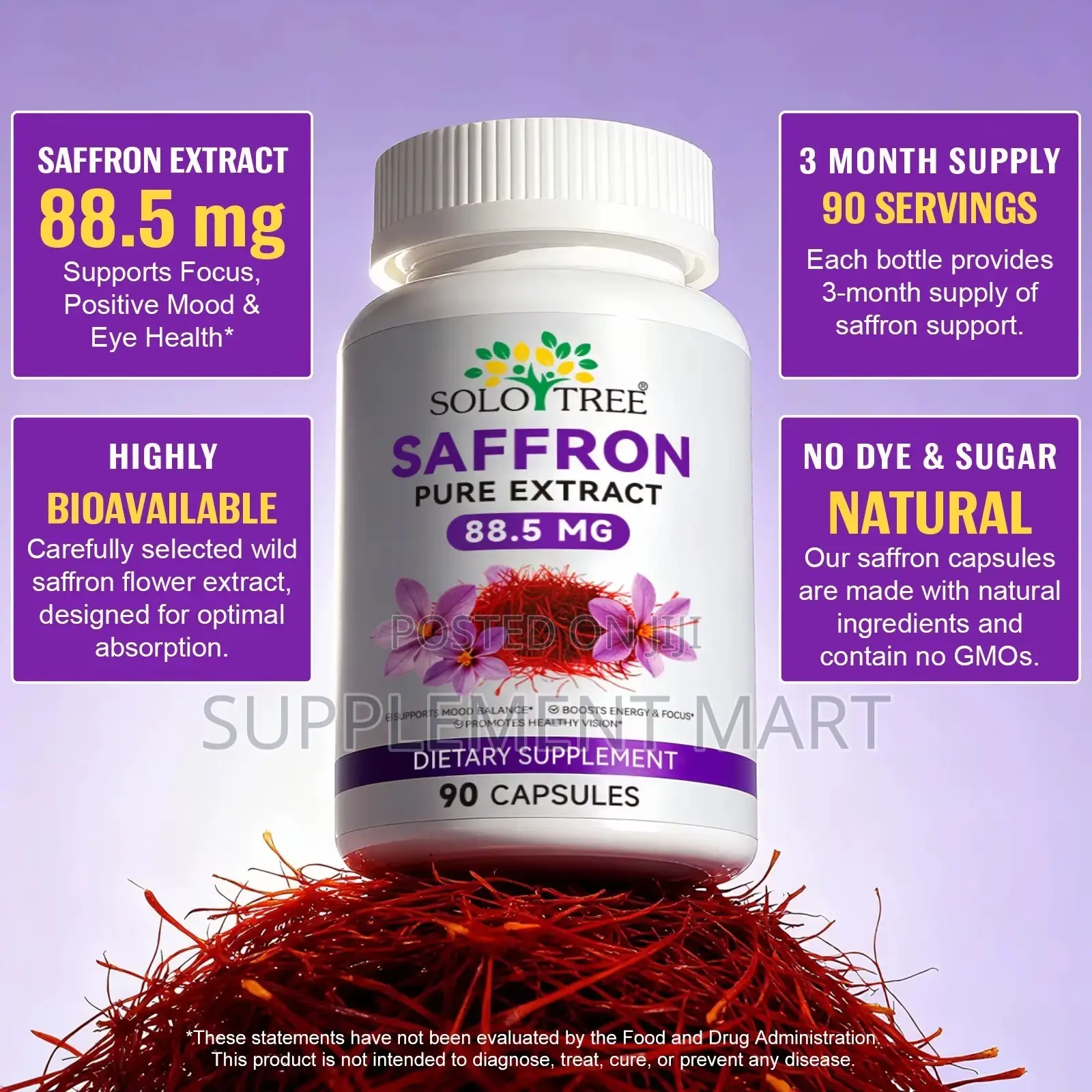 Saffron Pure Extract Capsules 88.5 MG – 90 Capsules