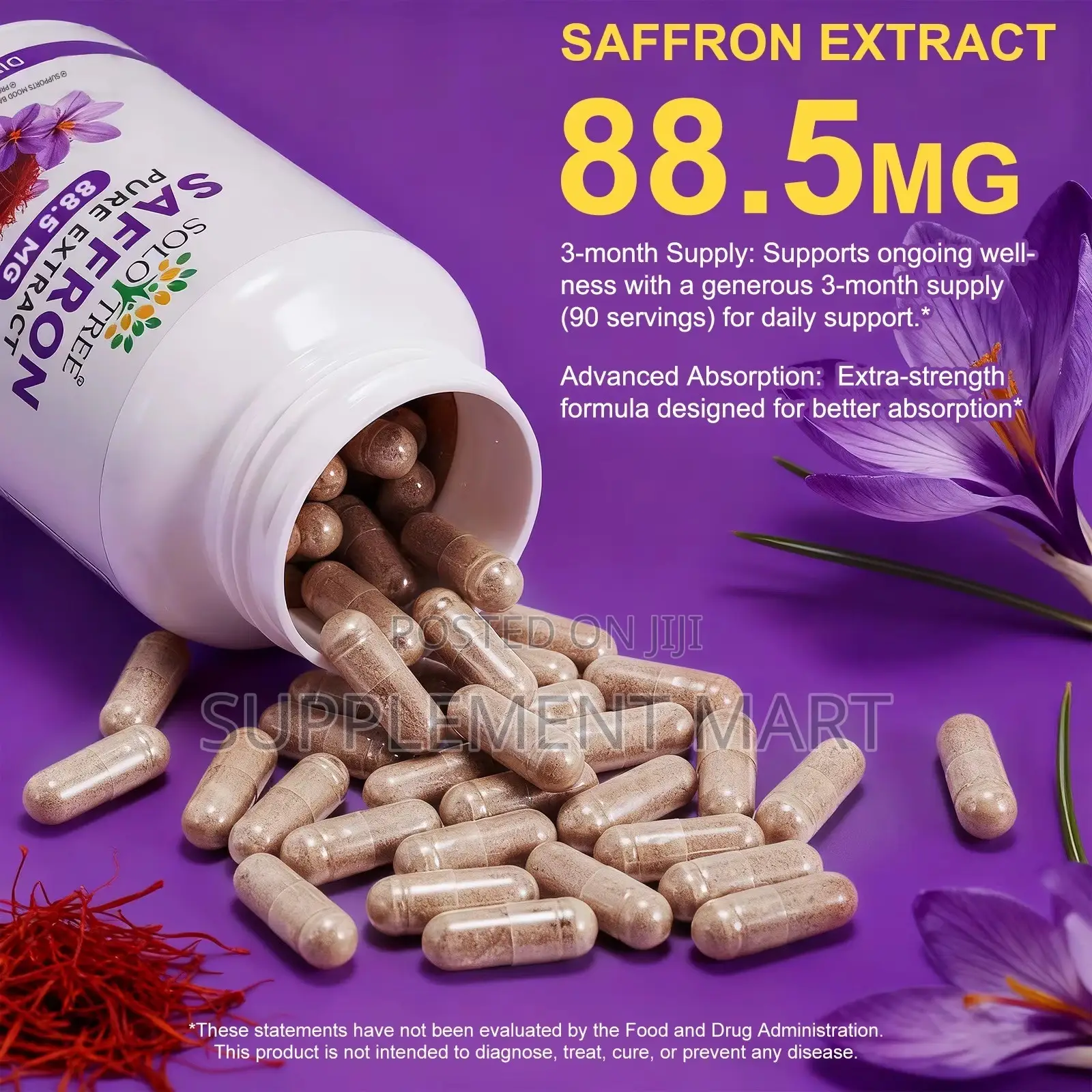 Saffron Pure Extract Capsules 88.5 MG – 90 Capsules