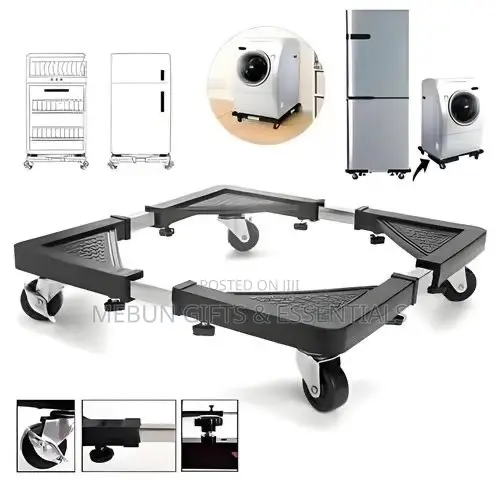 Adjustable Refrigerator and Washing Machine Base Stand With Wheels