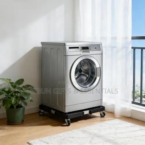 Adjustable Refrigerator and Washing Machine Base Stand With Wheels