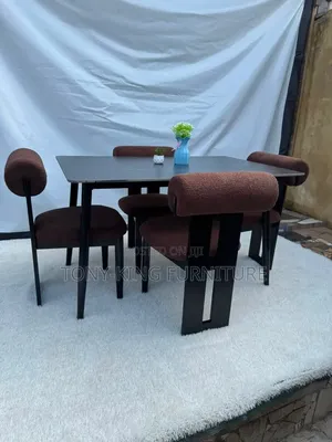 Modern 4-Seater Dining Set Featuring a Dark-Toned Table