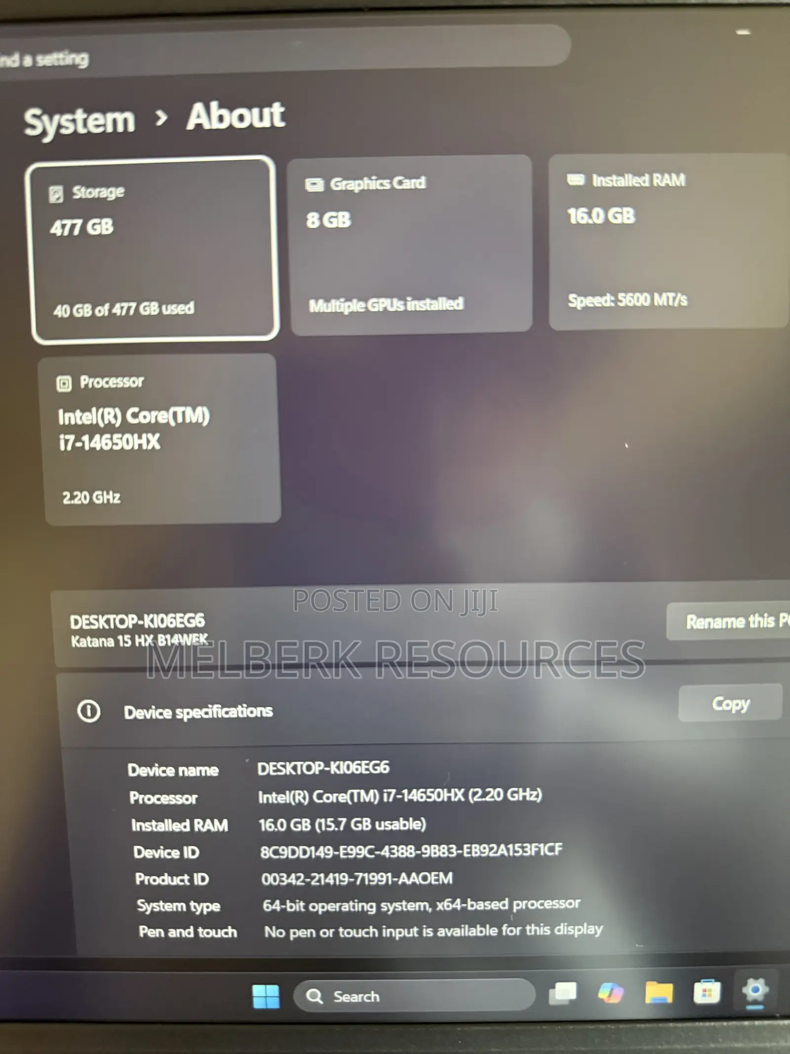 Laptop MSI Katana 15 16GB Intel Core i7 SSD 512GB