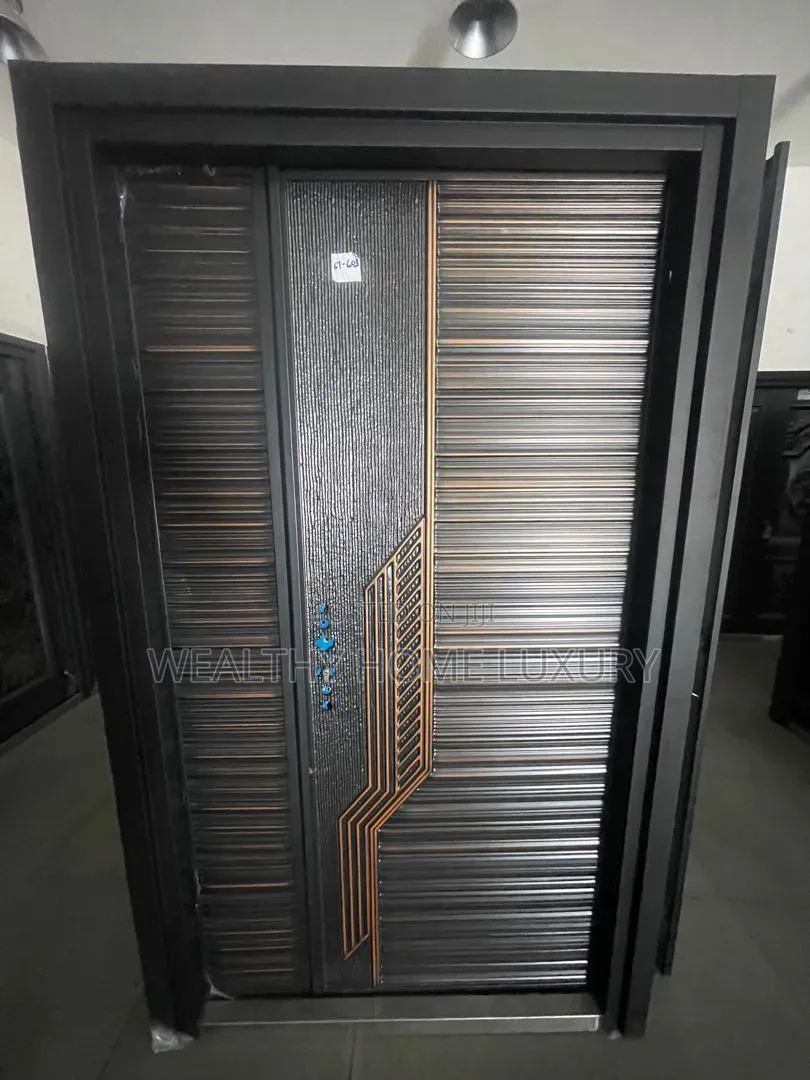 High-Security Copper Cast Main Door With Geometric Design