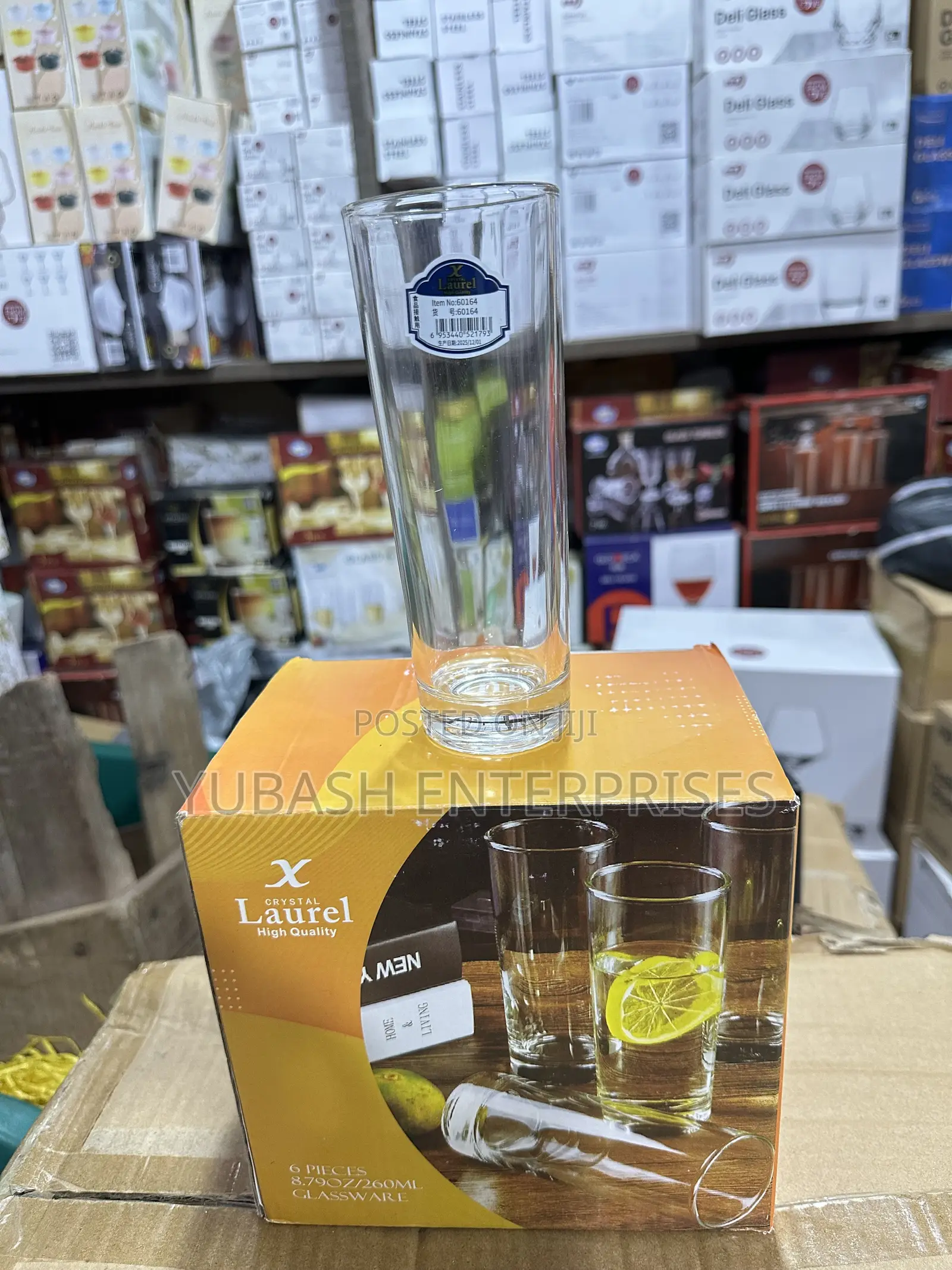 Laurel Crystal High Quality Long Glass Set - 6 Pieces - 260ml*