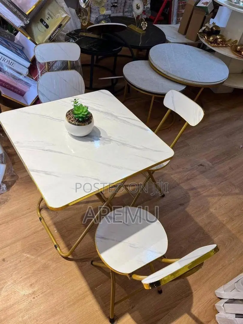 White Marble Table and Chair 1 Table 2 Chairs
