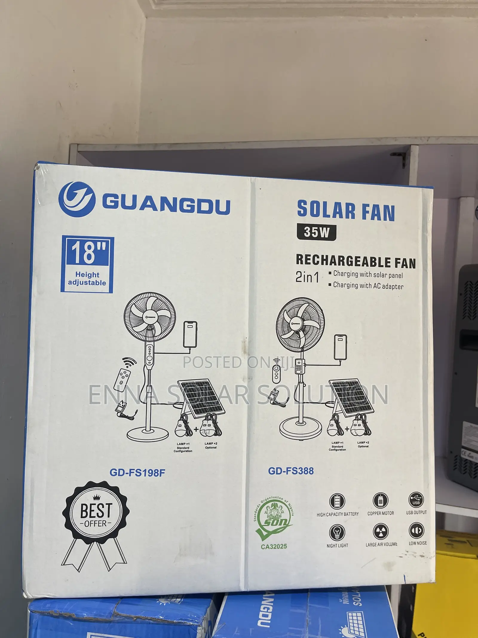 18 Inches Solar Rechargeable Fan