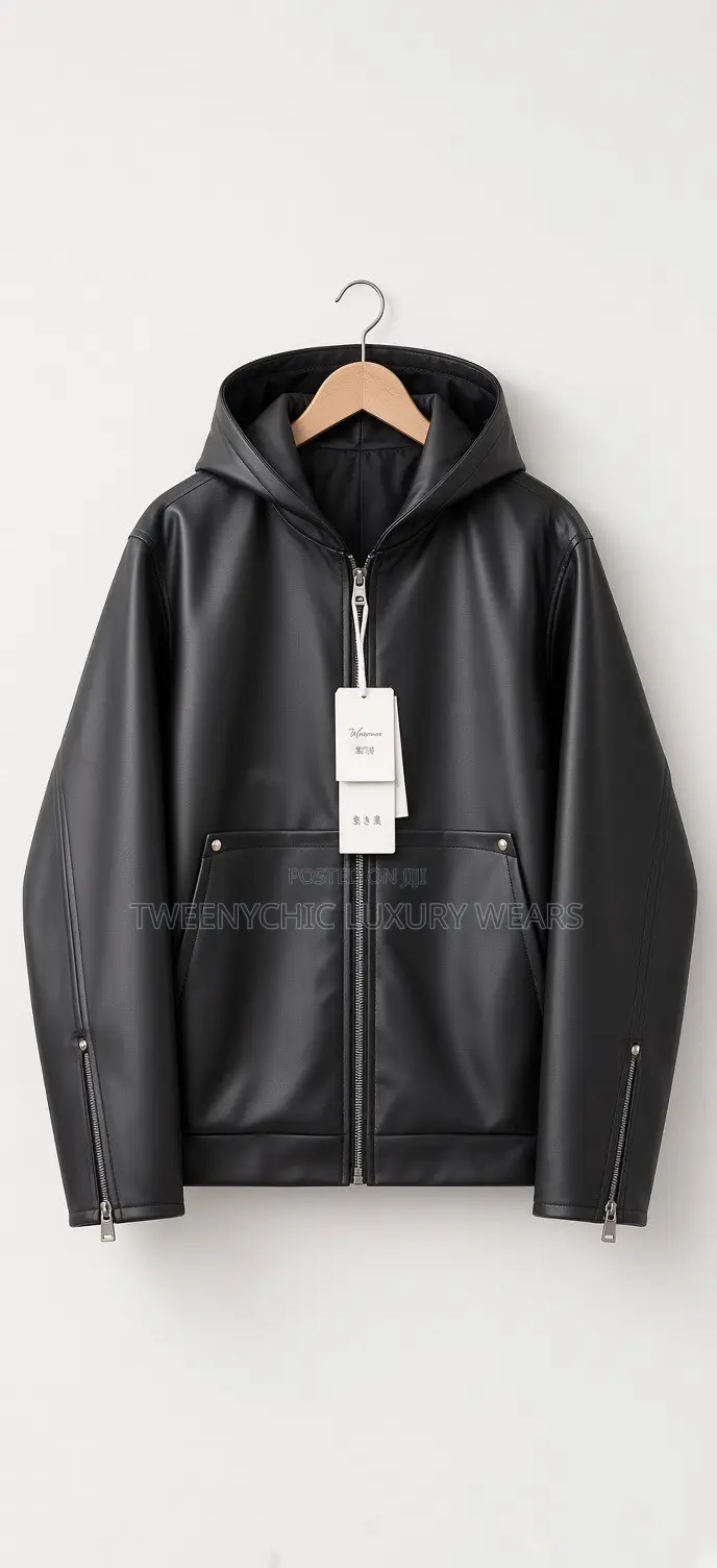Black Leather Hooded Jacket – Stylish Streetwear Fashion | M&m-Made