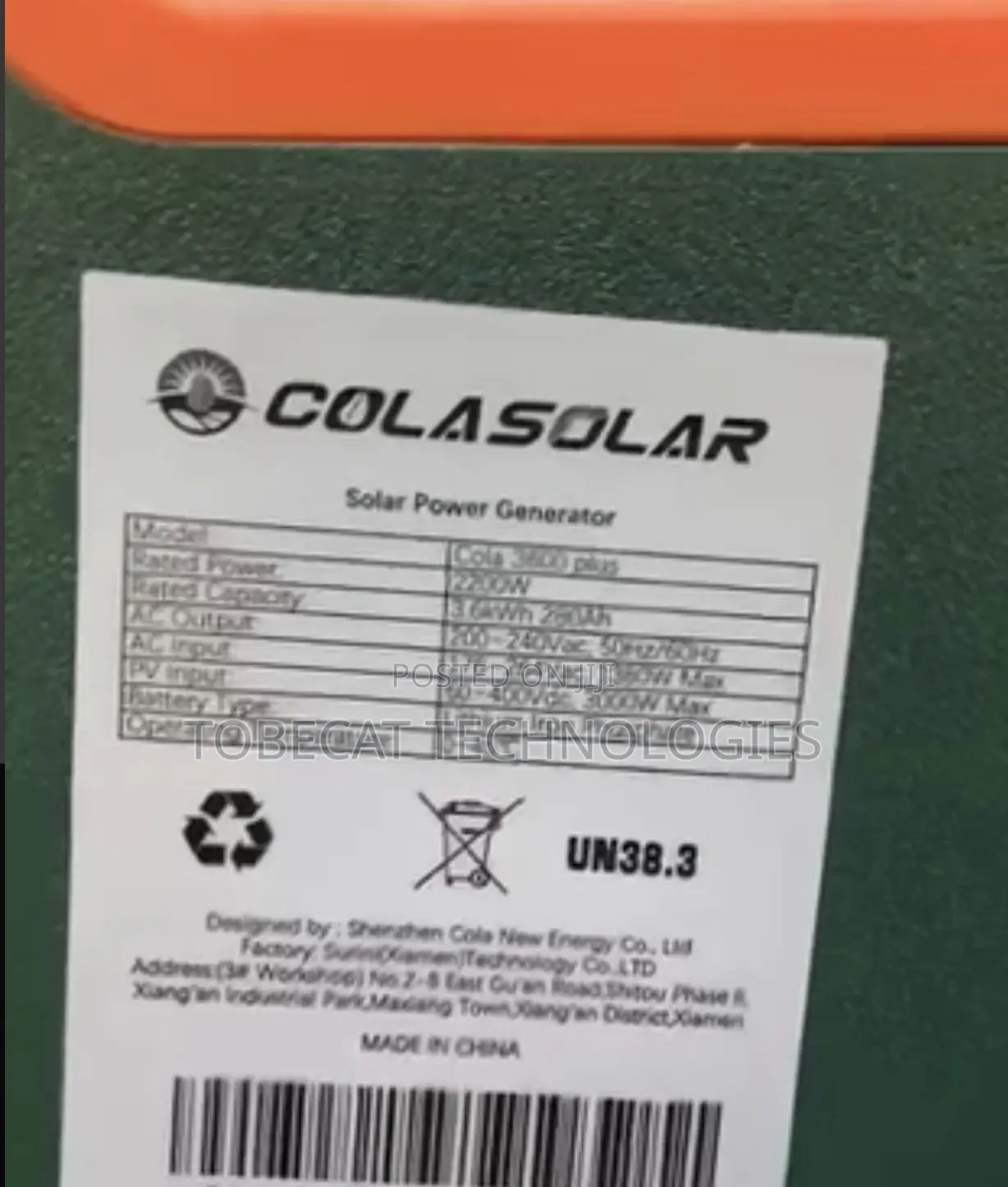 Cola3600 Plus Solar Power Station – Heavy Duty Lithium Backup System