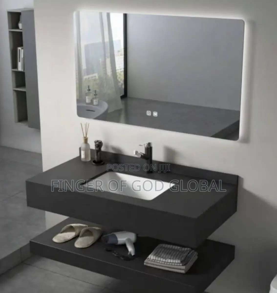 Wall-Mounted Bathroom Vanity Sink With LED Mirror