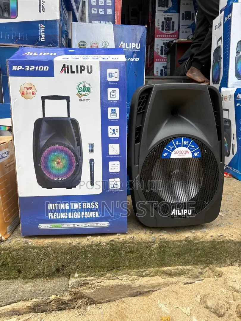 Ailipu Rechargeable Trolley Speaker SP-3210D – 50000W PMPO Heavy Bass