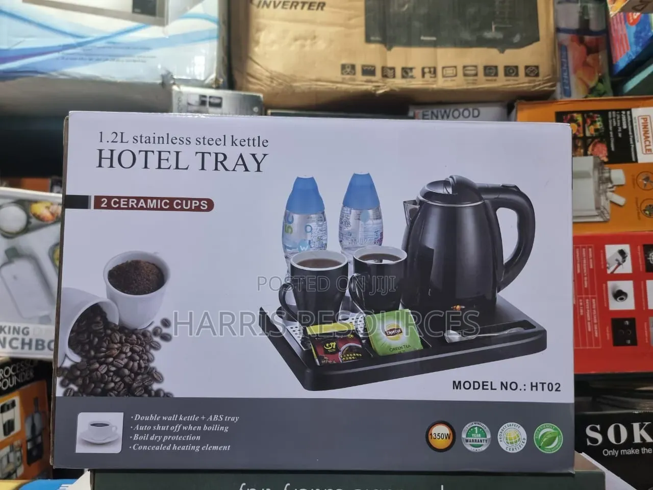 1.2L Stainless Steel Hotel Tray Electric Kettle Set (Model No.: HT02)