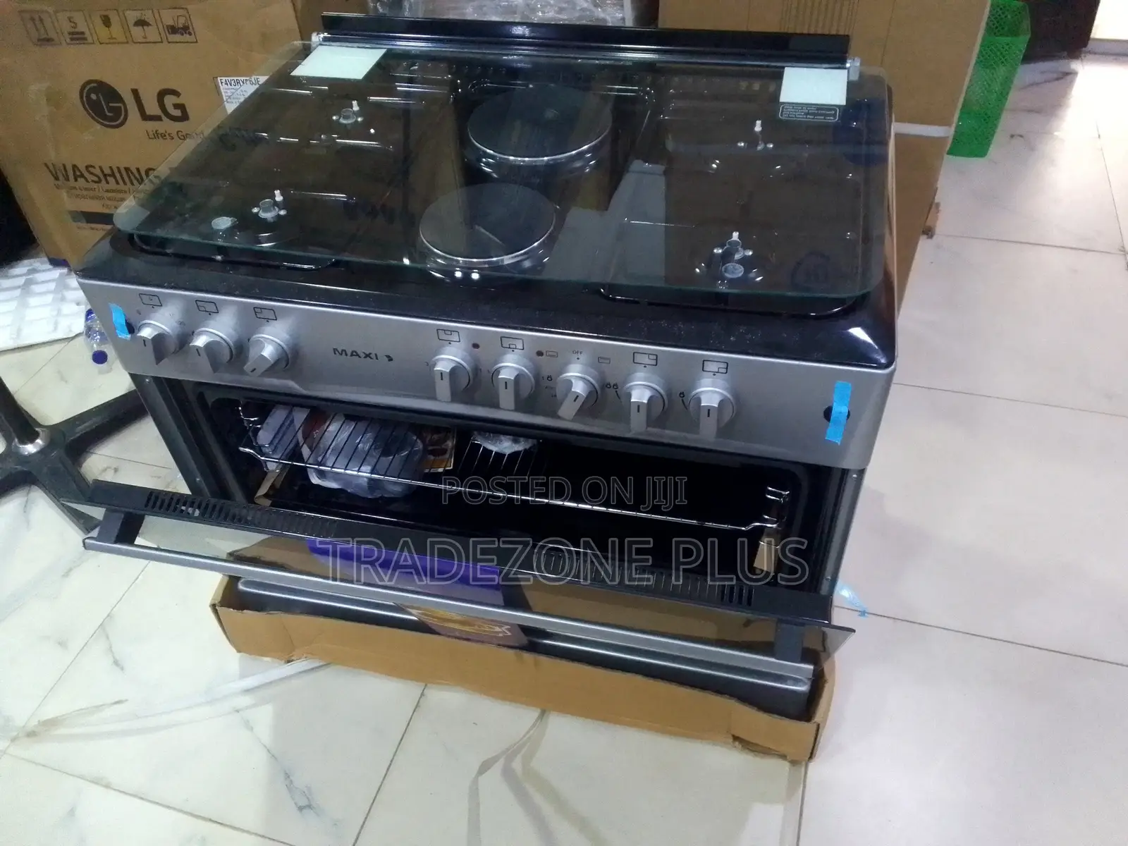 Maxi 6090 Gas Cooker With Hot Plate – Basic Grey Style
