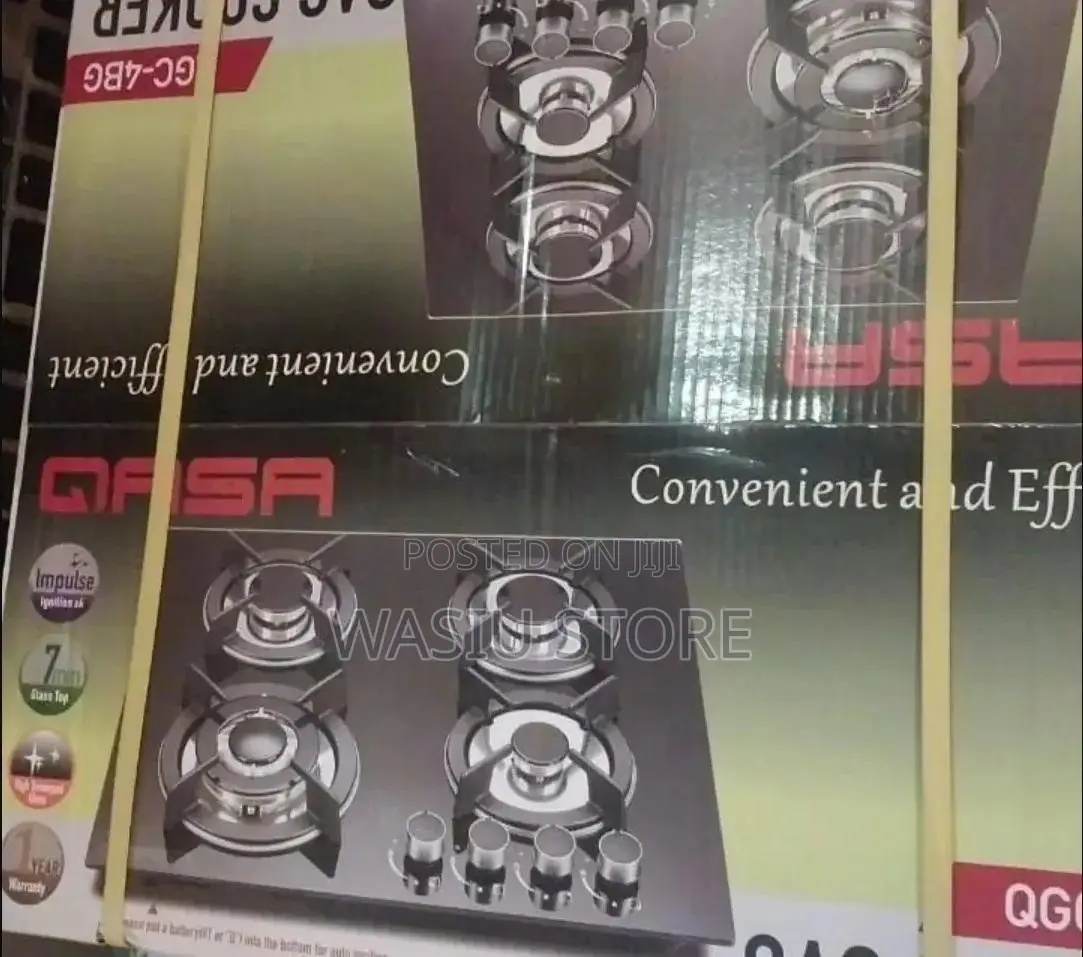 Qasa 4-Burner Tempered Glass Gas Cooker (Model QGC-4BG)