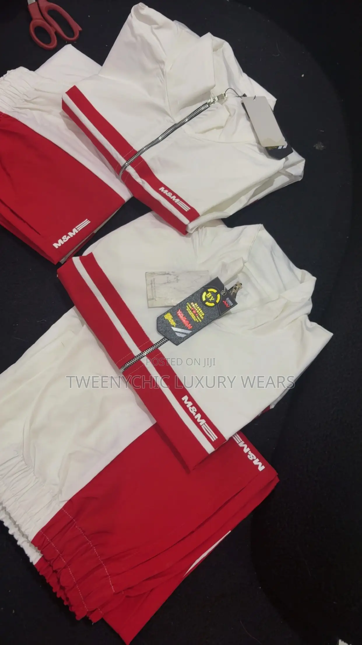 Red & White 2-Piece Tracksuit Set – Stylish Designer Streetwear | M&M