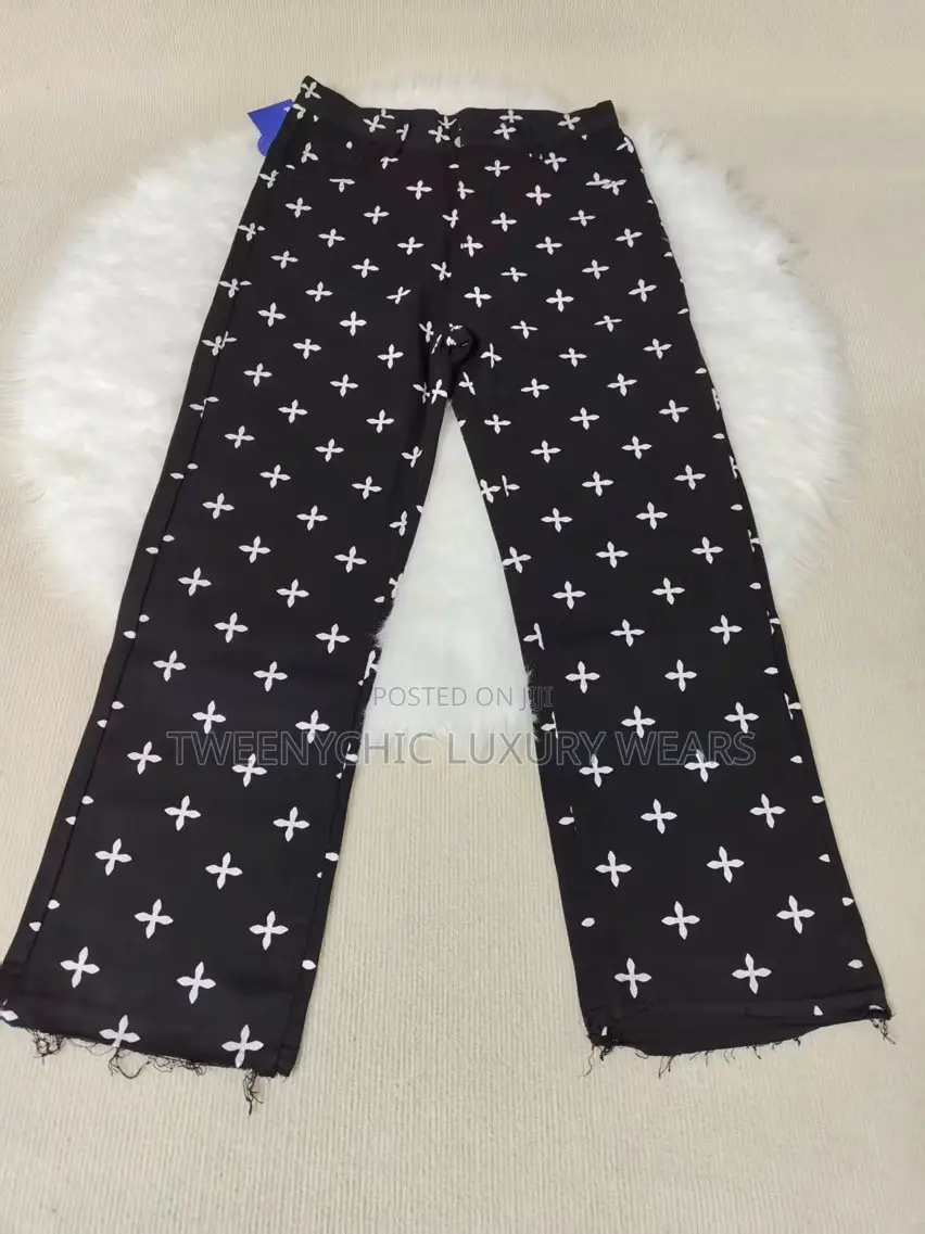 Black & White Printed 2-Piece Shirt and Trousers Set