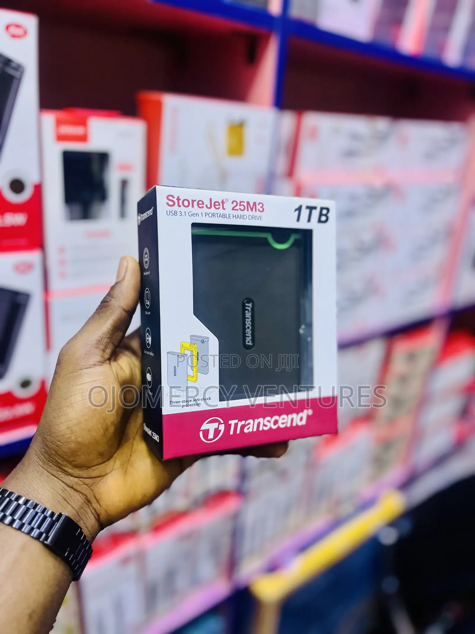 Transcend StoreJet 25M3 1TB USB 3.1 Gen 1 Portable Hard Drive.
