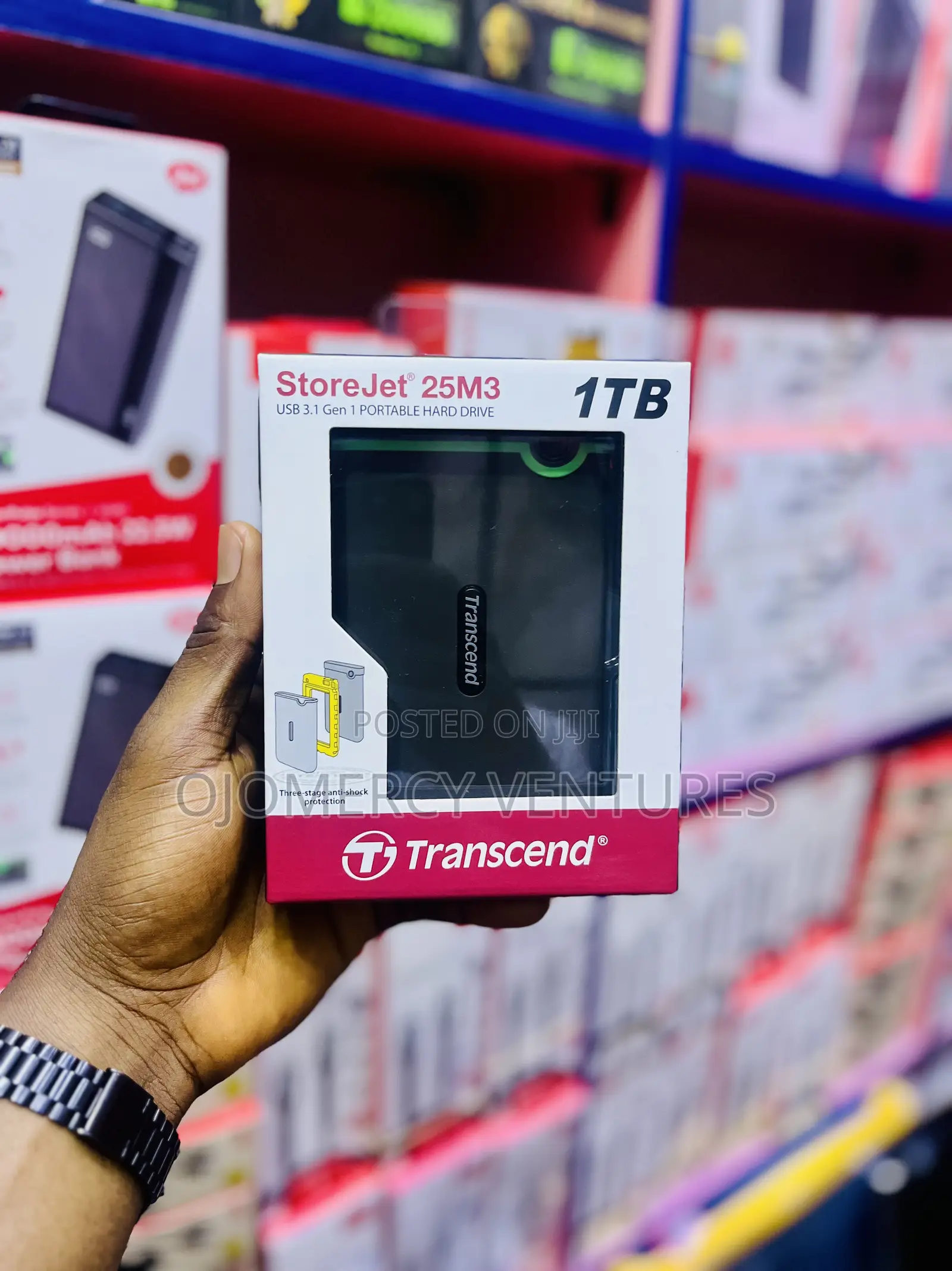 Transcend StoreJet 25M3 1TB USB 3.1 Gen 1 Portable Hard Drive.
