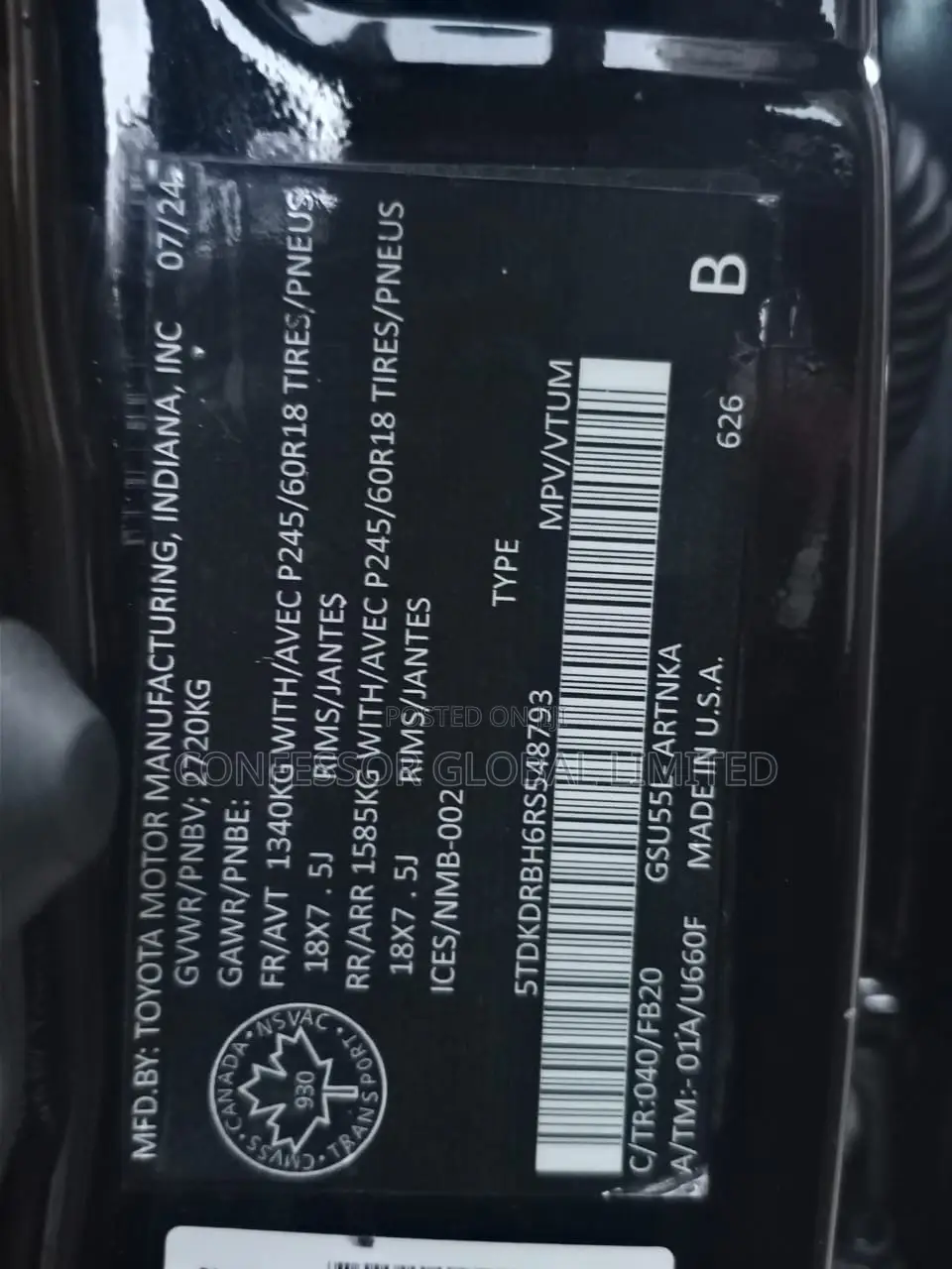 Toyota Highlander 2025 Black