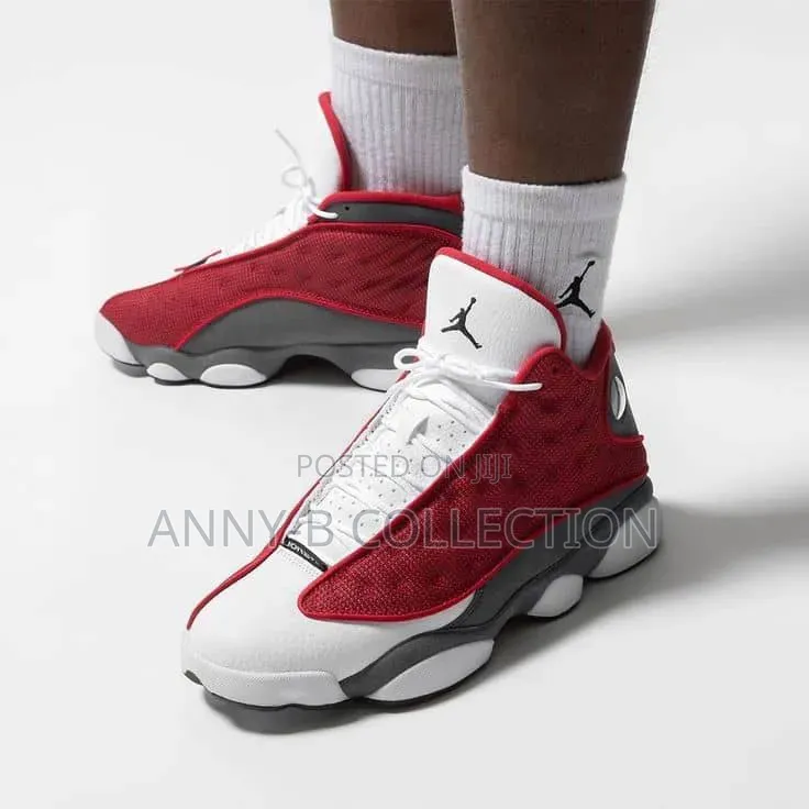 Red and White Jordan 13 Retro Sneakers in Lagos