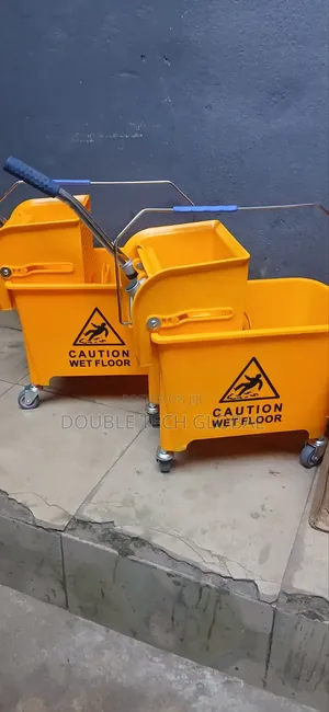 Mop Wringer Bucket Trolley 20L - Caution Wet Floor