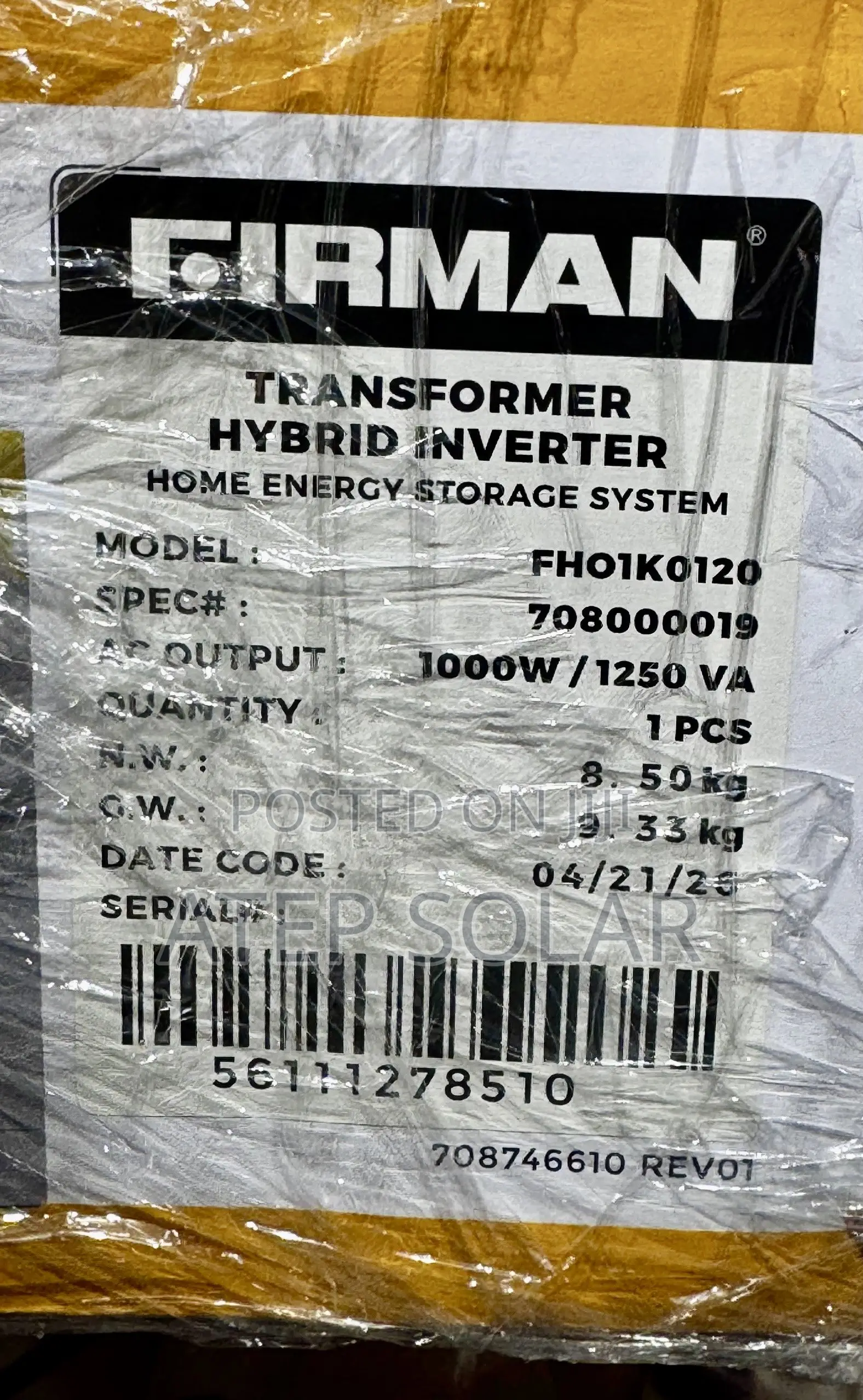 Firman 1.2kva Hybrid Transformer-Based Inverter (12v)