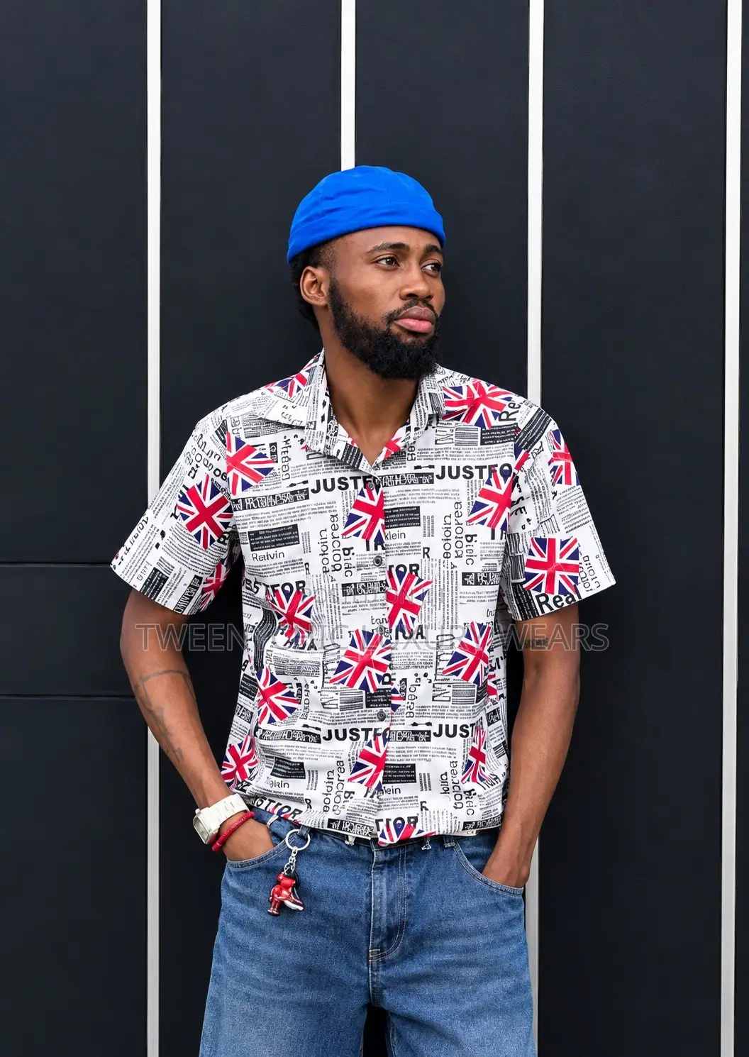 Men’s Union Jack Printed Short-Sleeve Shirt | Trendy Casual Fashion