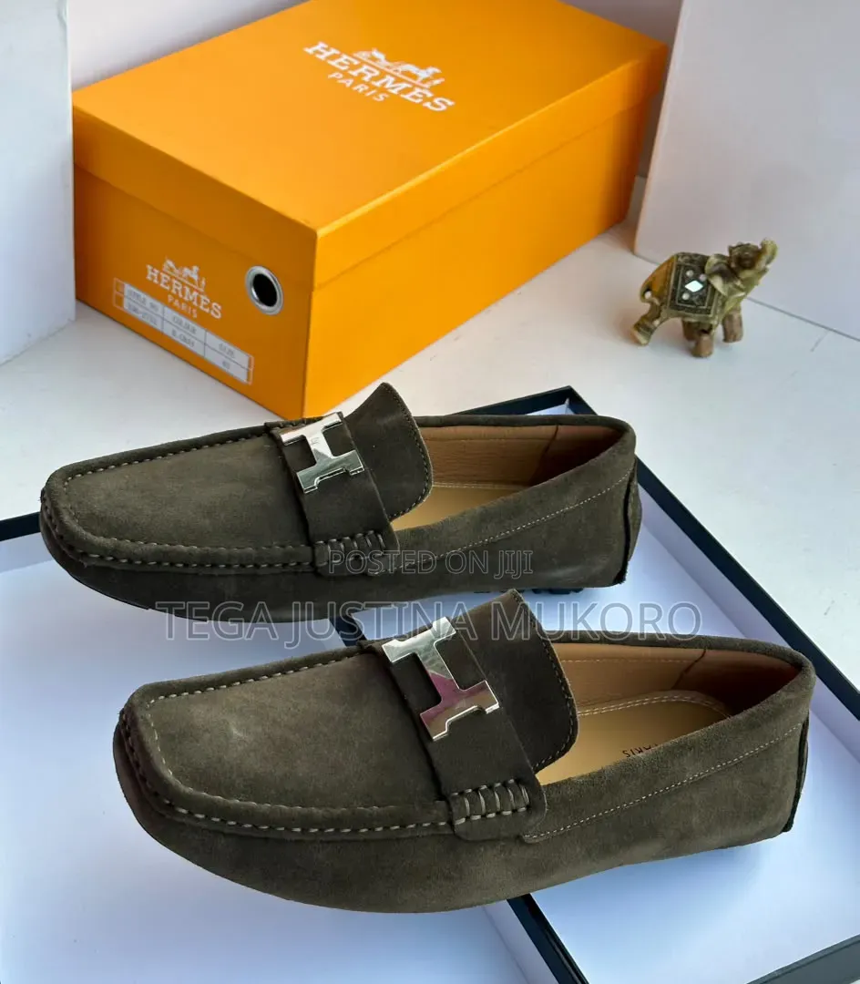 High Quality Hermes Men's Suede Loafers