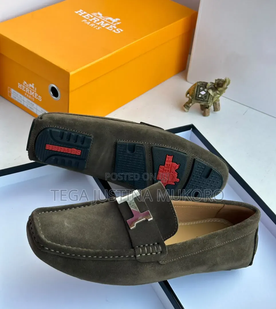 High Quality Hermes Men's Suede Loafers