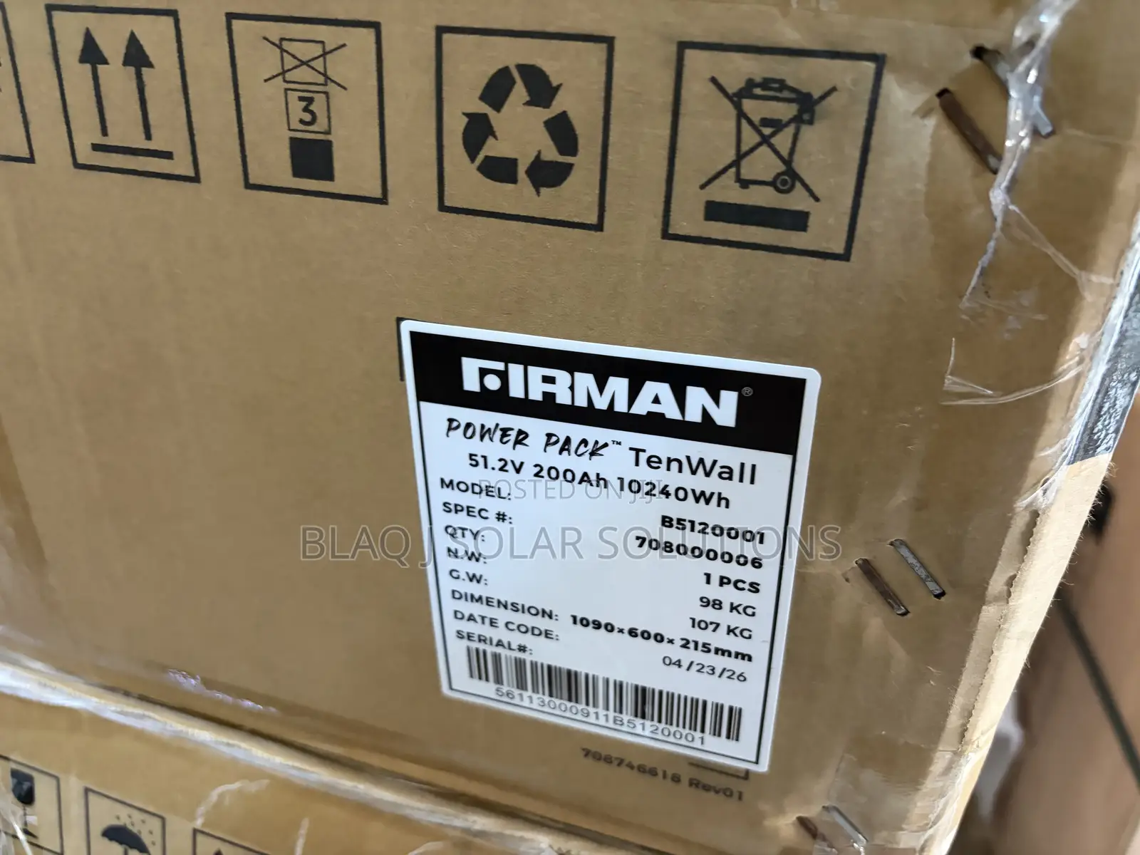 Firman 16KWh Lithium Ion Battery Power Pack Ten Wall