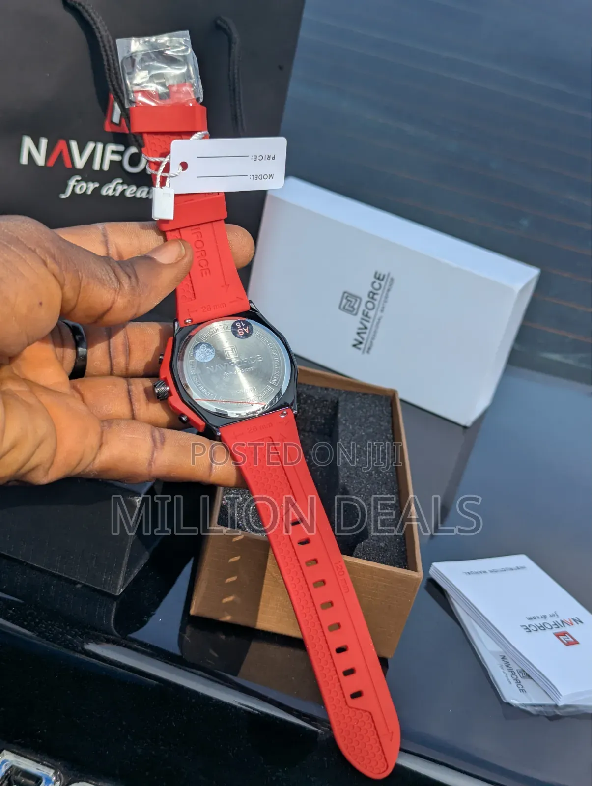Chronograph Water Resistant Rubber Strap Men's Wrist Watch - Red