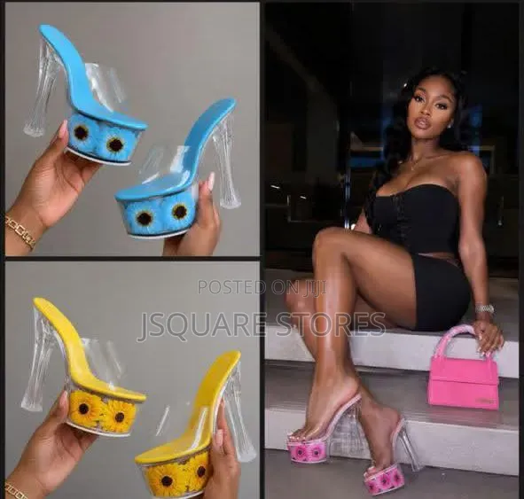 Transparent Platform Heel Slippers Size 37 - 42