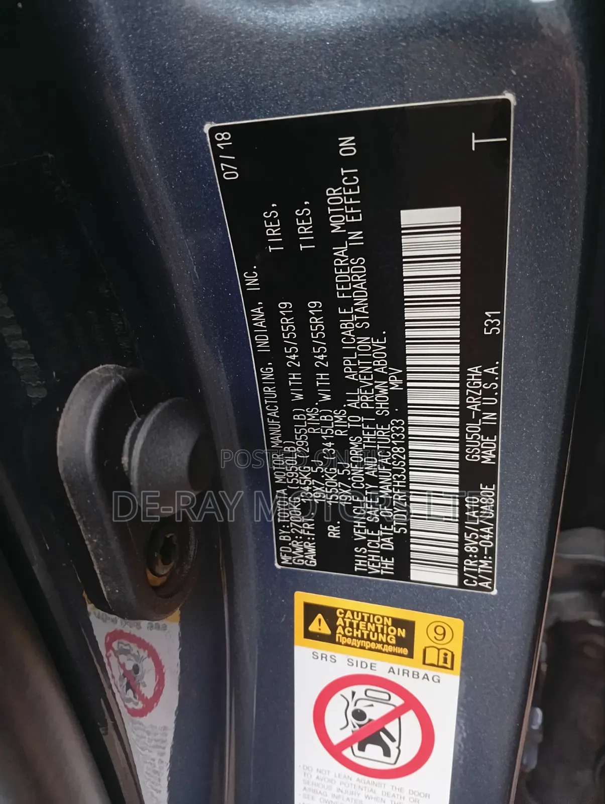 Toyota Highlander Limited Platinum 2019 Blue