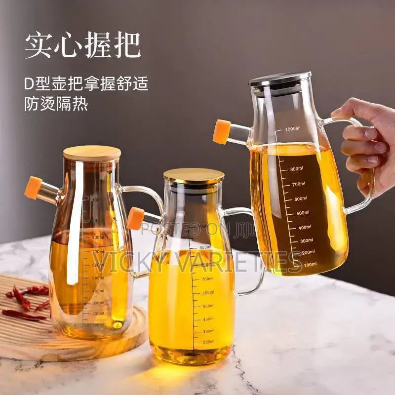 Oil Bottle With Bamboo Lid 1000ml