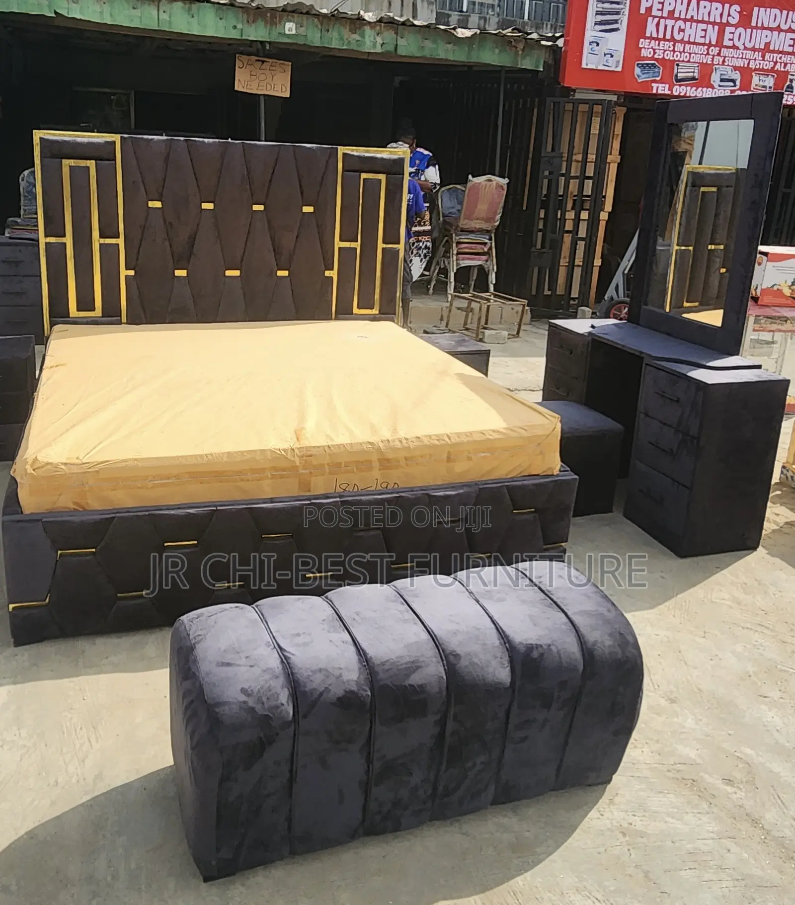 Full Set Padded 6 by 6 HDF Bedframe of Proper Quality