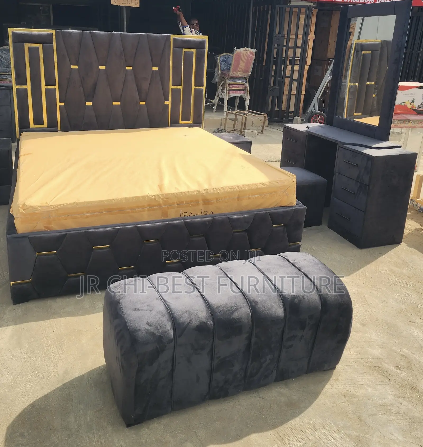 Complete 6 by 6 Upholstery HDF Bedframe Set of Grand Quality