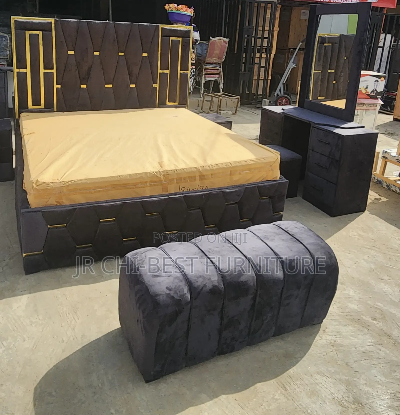 Complete 6 by 6 Upholstery HDF Bedframe Set of Grand Quality