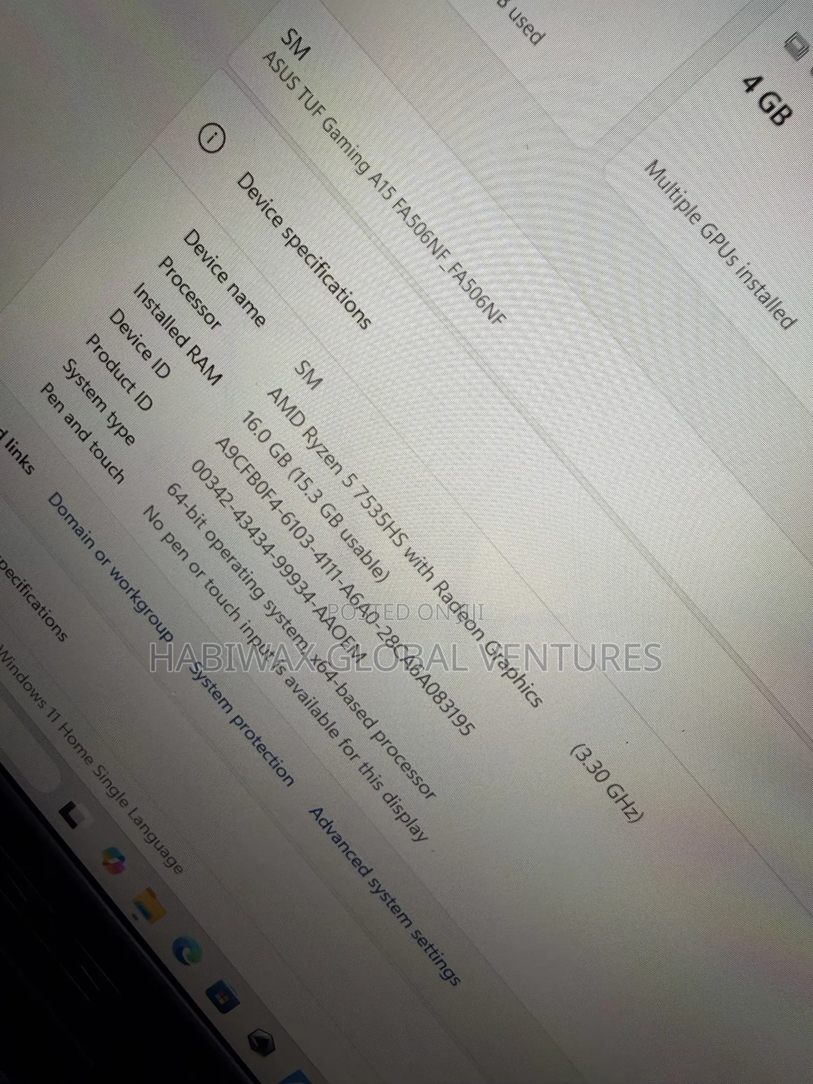 Laptop Asus TUF Gaming A15 32GB AMD Ryzen 5 SSD 512GB