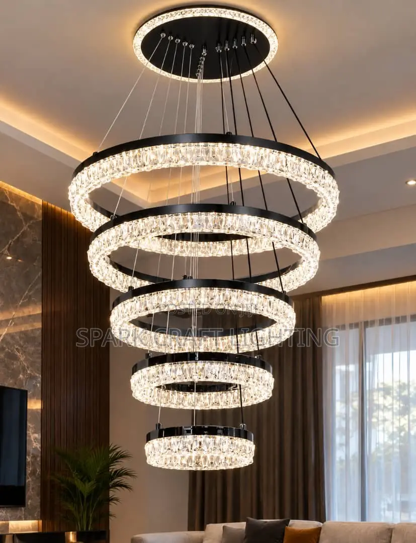Luxury 5 Step Crystal Ring Chandelier