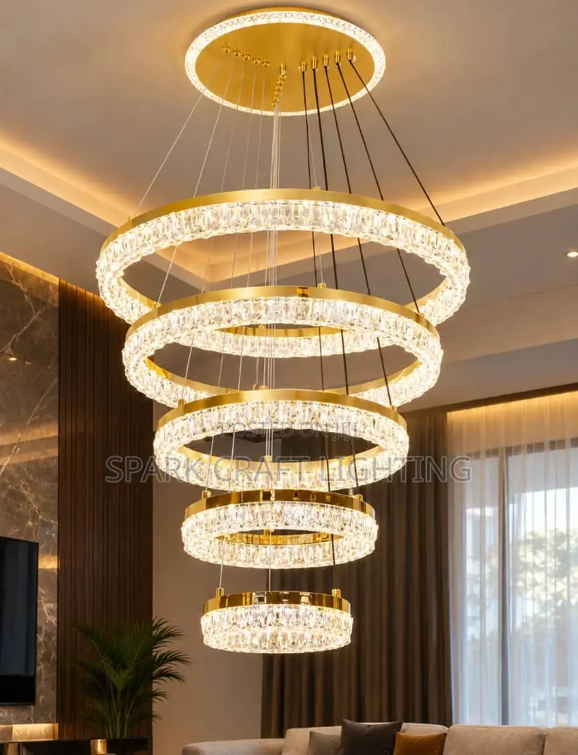 Luxury 5 Step Crystal Ring Chandelier