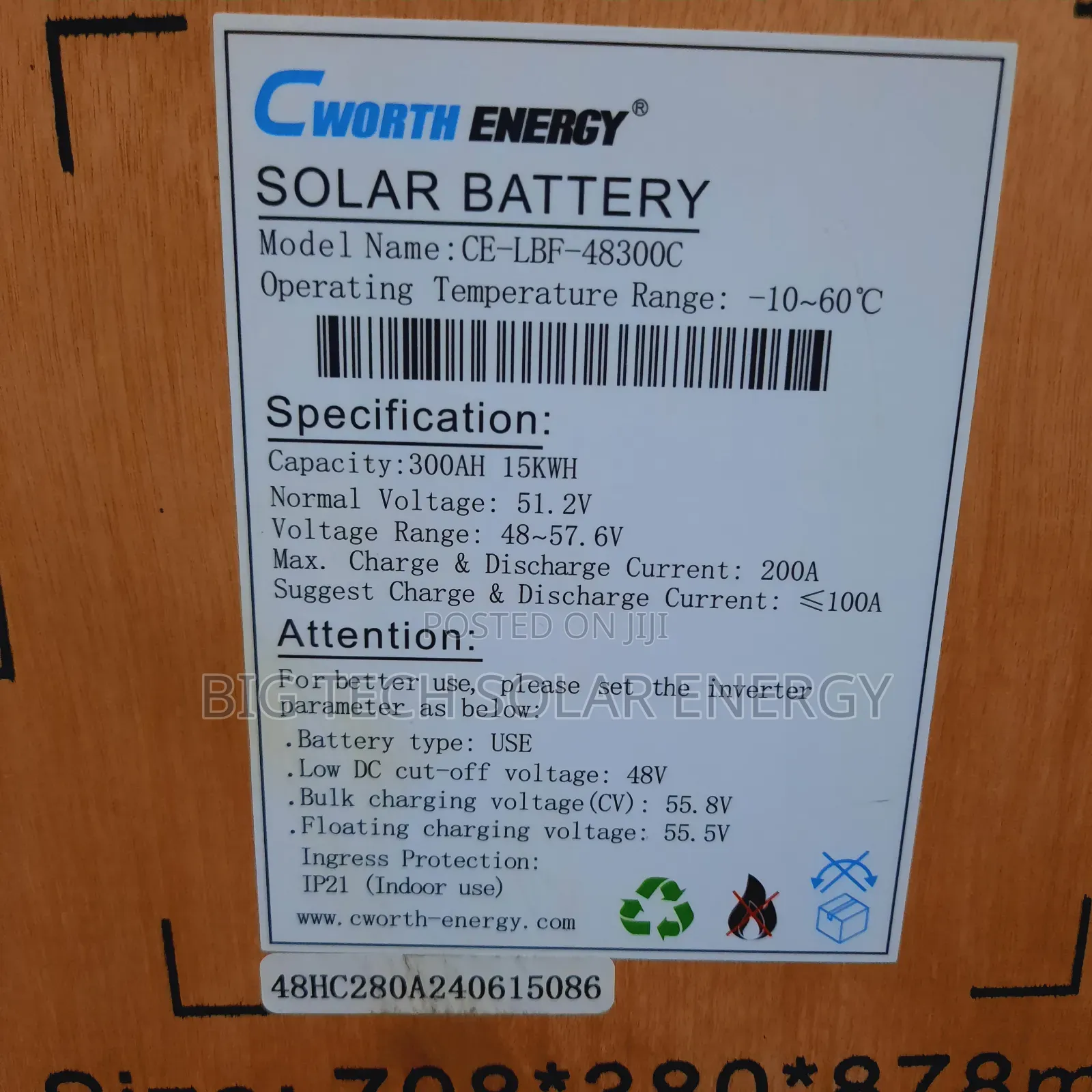 15kwh 48v Cworth Energy Lithium Ion Battery